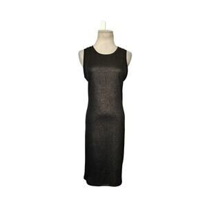 Forever 21 brown metallic gold sleeveless crew neck sheath dress size M